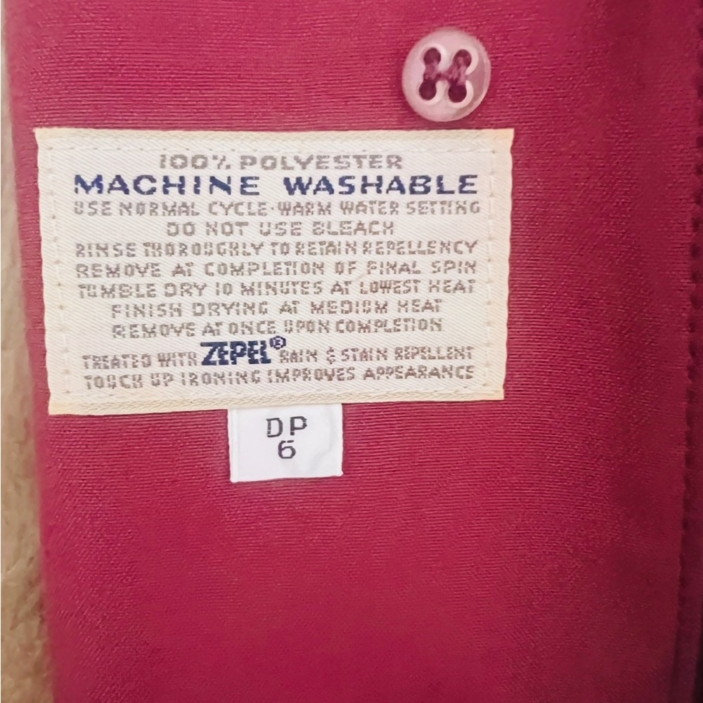 vintage Misty Harbor rain or trench coat,  burgundy color size 6 petite NWT - Picture 7 of 10